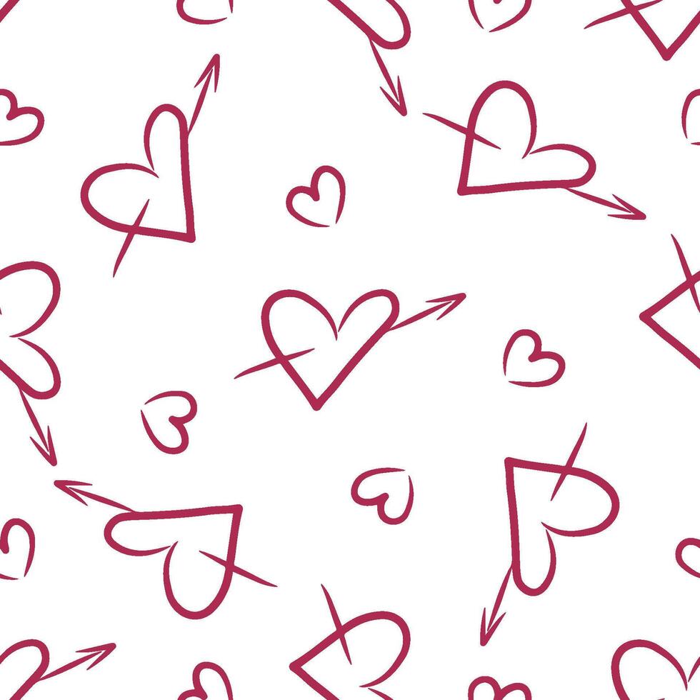 Pattern with hearts in the style of a doodle. Minimalist design vector