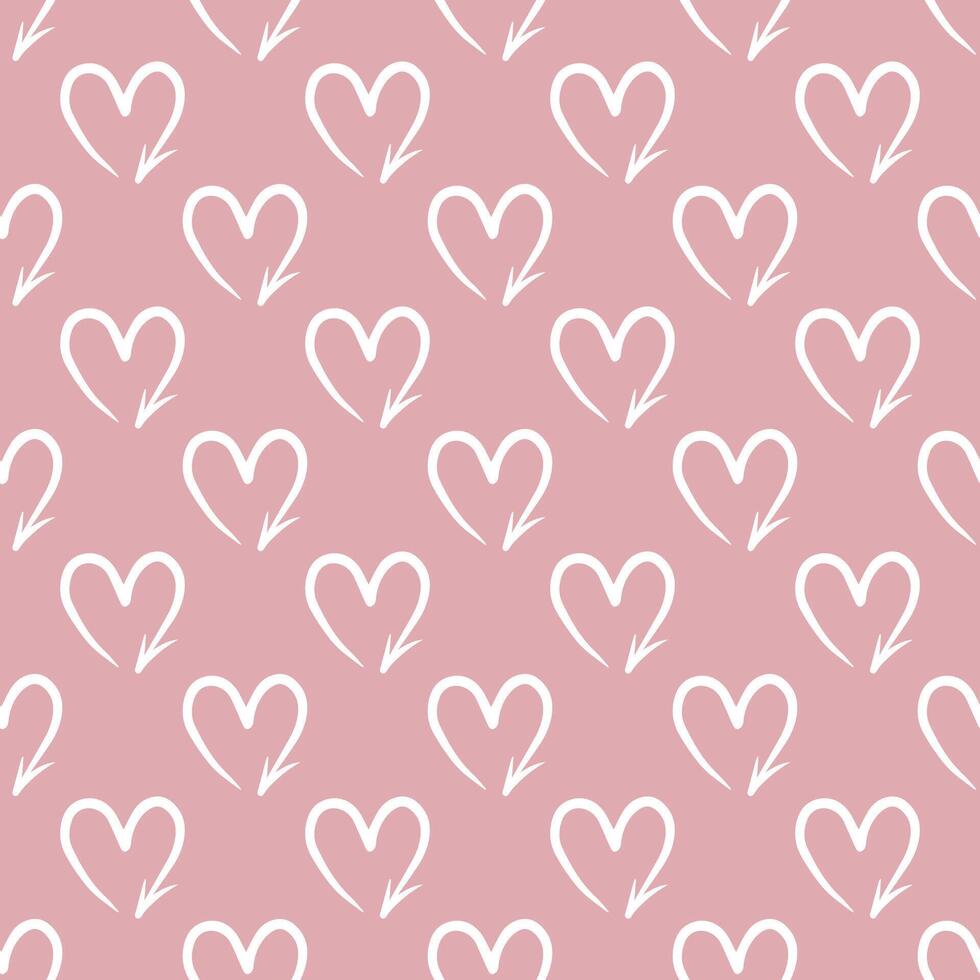 Doodle pattern with an arrow heart on a pink background. Endless Pattern vector