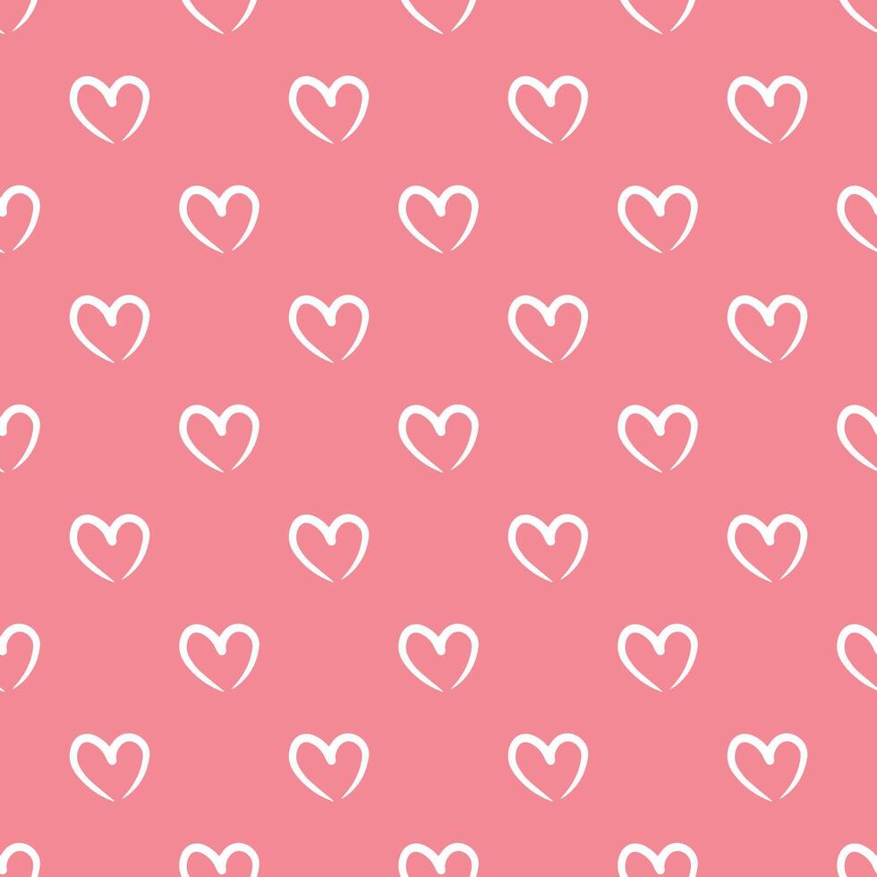 Seamless pattern of white hearts on a pink background vector