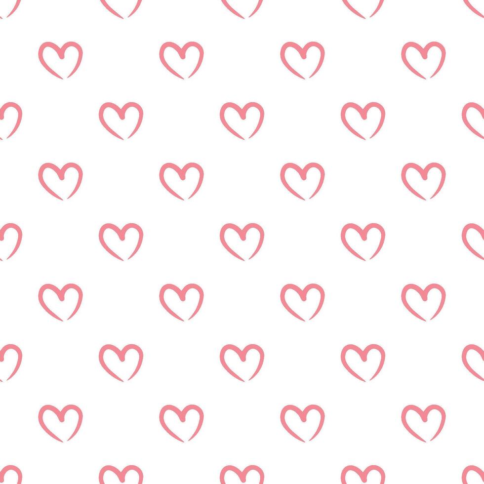 Simple and cute pattern with hearts of delicate pink color vector
