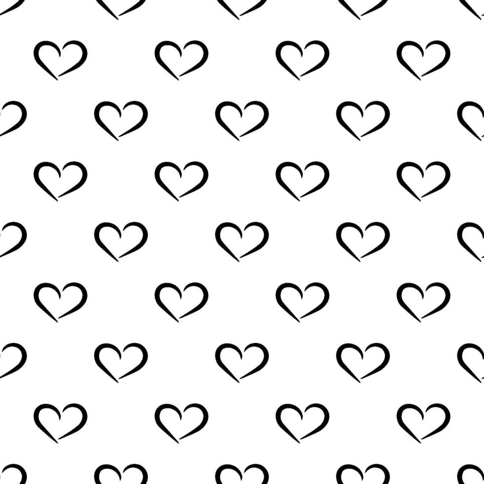 Simple black and white texture with hearts. Minimalistic pattern vector