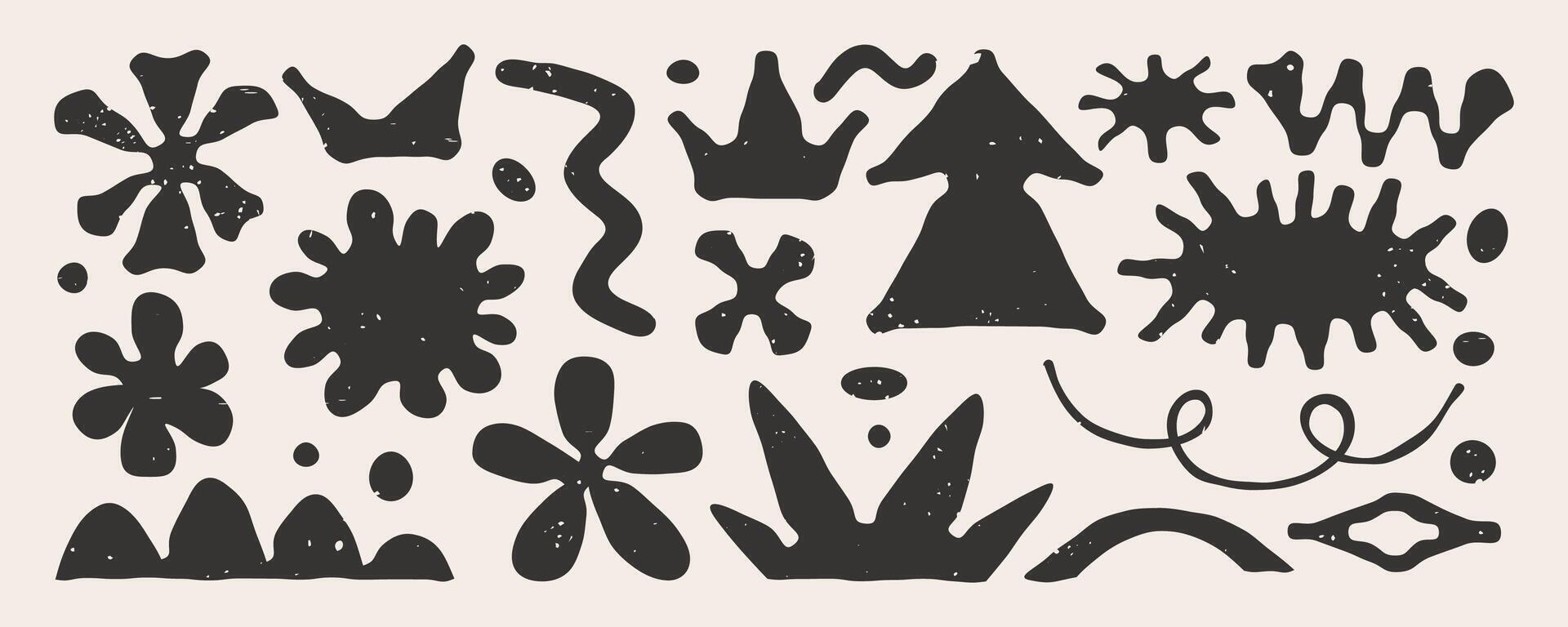 Abstract geometric organic shape with rough texture monochrome color modern design vector