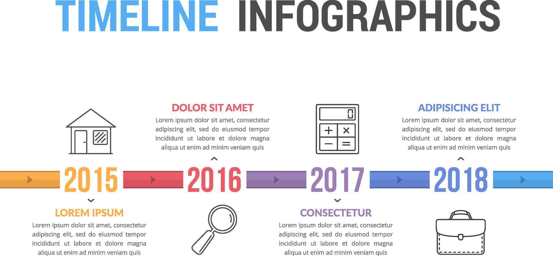 Timeline infographics template, workflow, process, history diagram vector