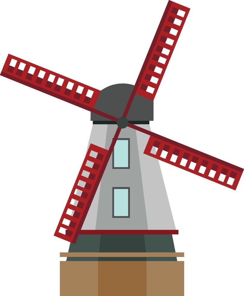 Flat Design Windmill Illustration vector