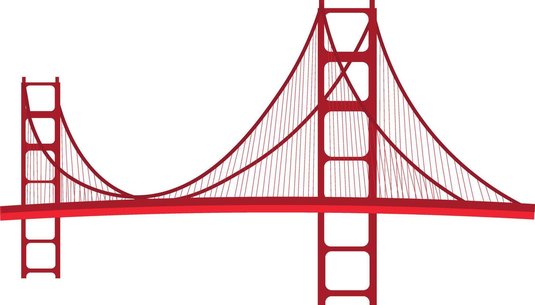Red Graphic of a Suspension Bridge vector