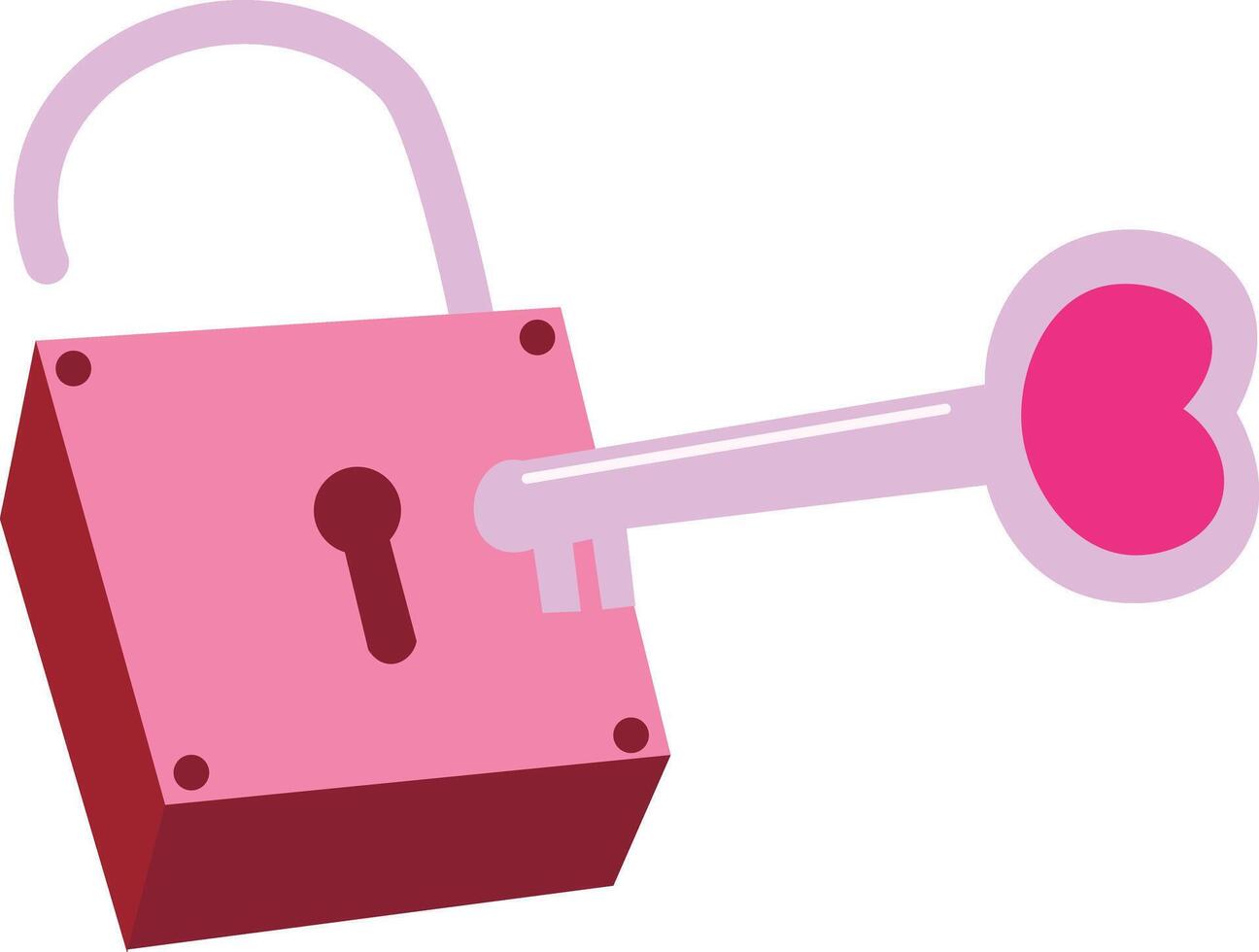 Heart-Shaped Key and Padlock Illustration vector