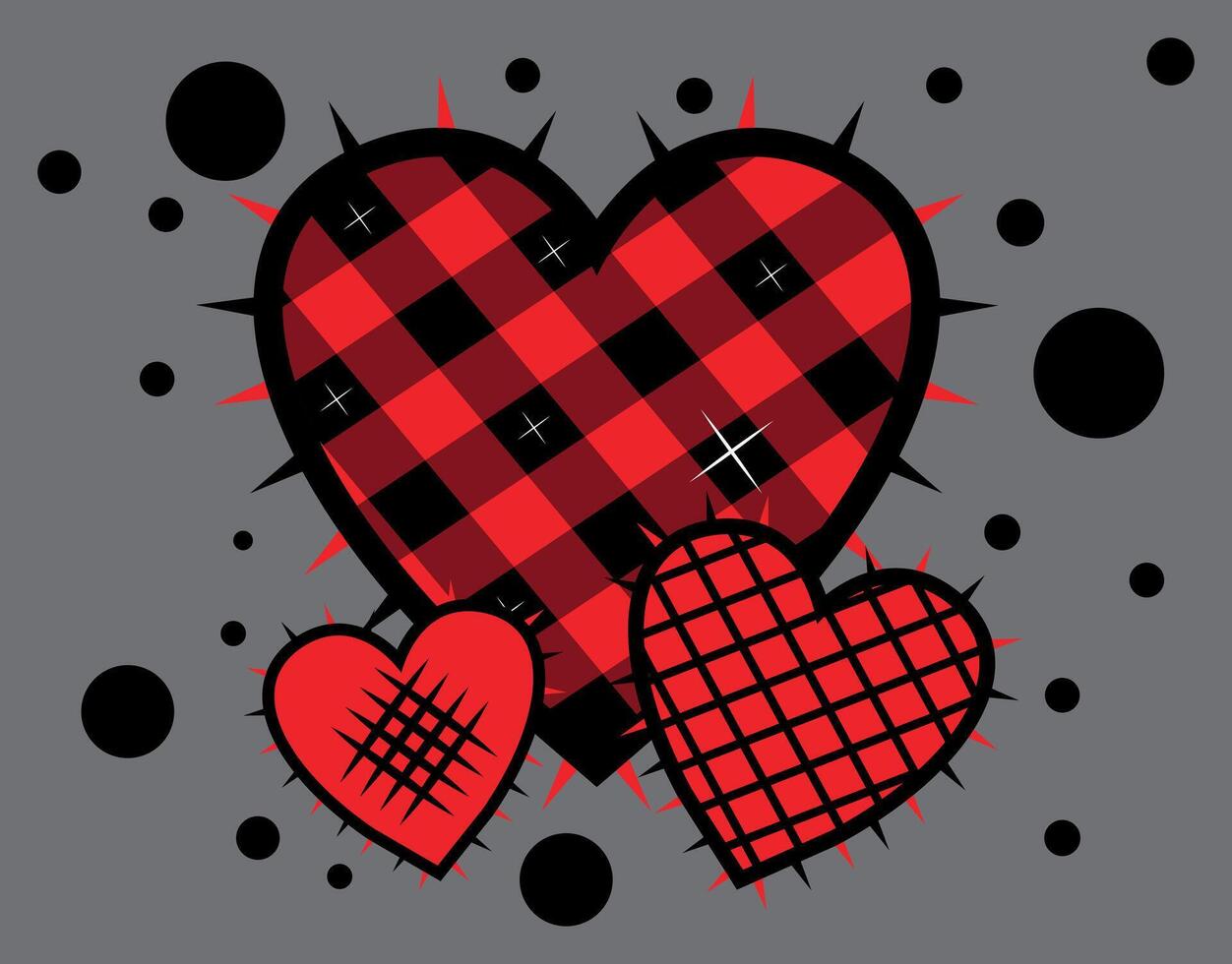 Plaid Spiked Hearts Pattern Design vector