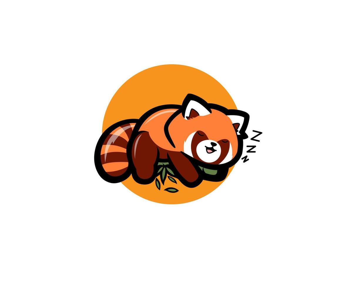 Red panda sleep on bamboo vector