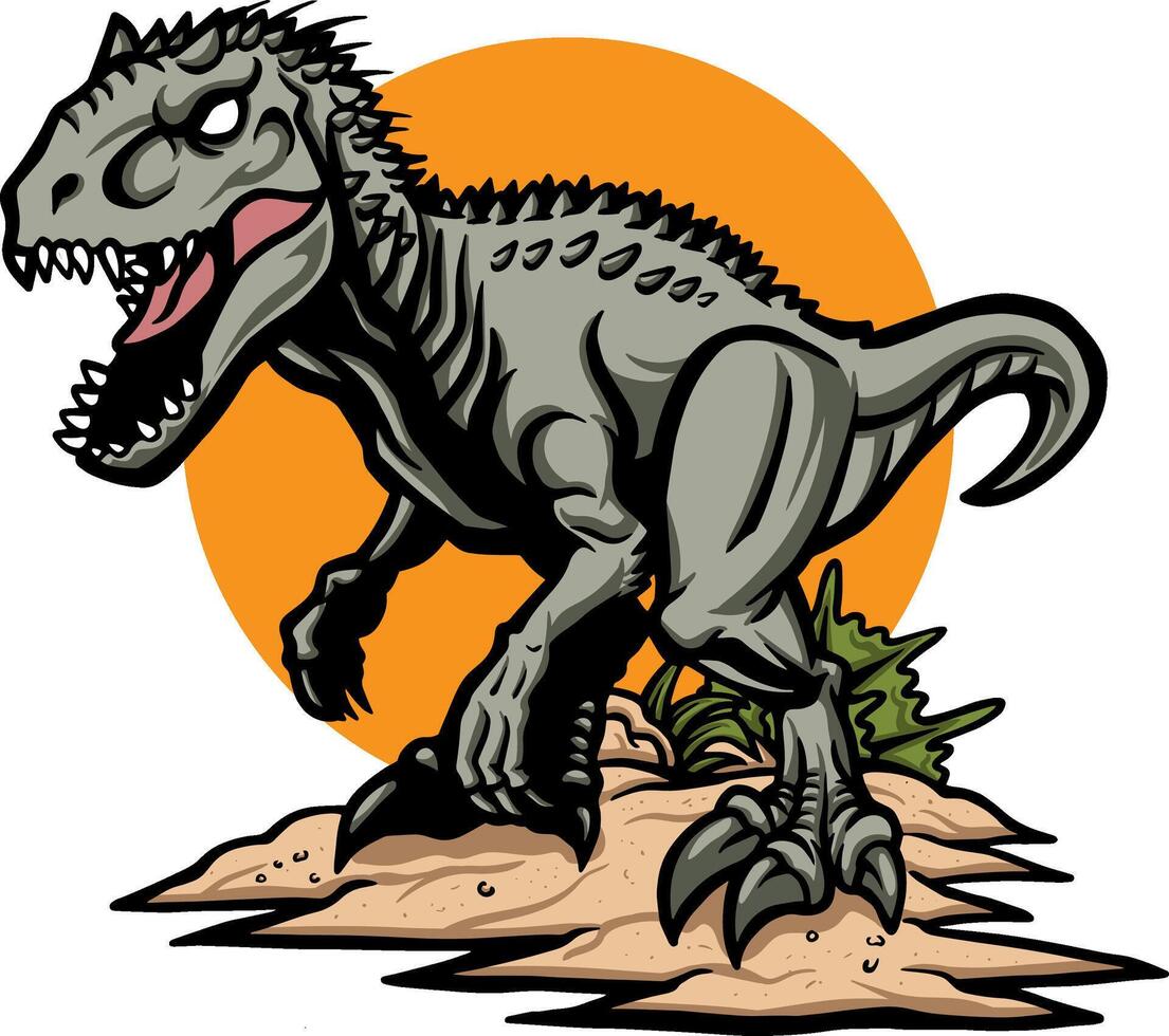 Roaring indominus rex dinosaur worlds illustration vector