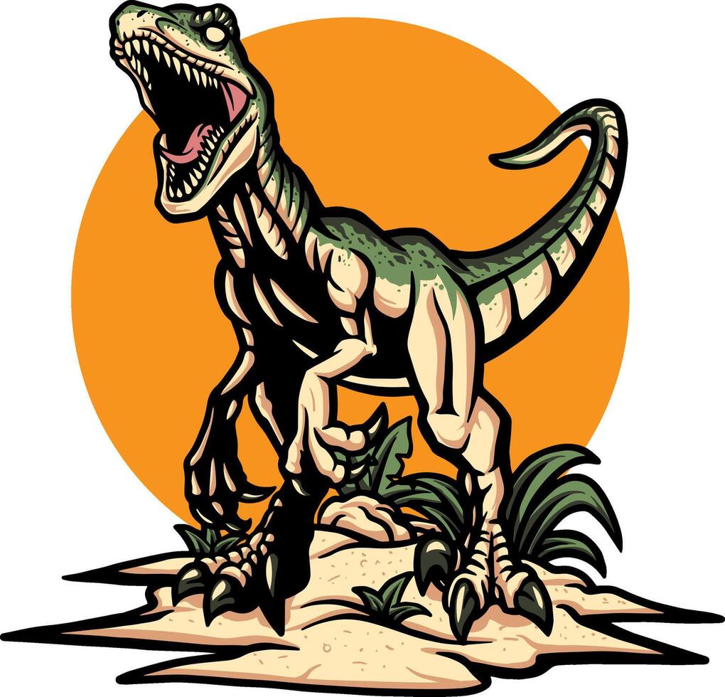 Roaring raptor dinosaur worlds illustration vector