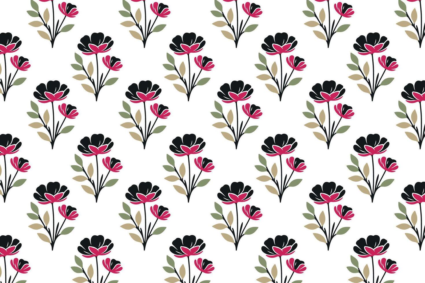 seamless floral pattern with bold red dahlias, green leaves, and intricate floral elements ideal for wallpaper, fabric, wrapping, and nature-themed designs vector