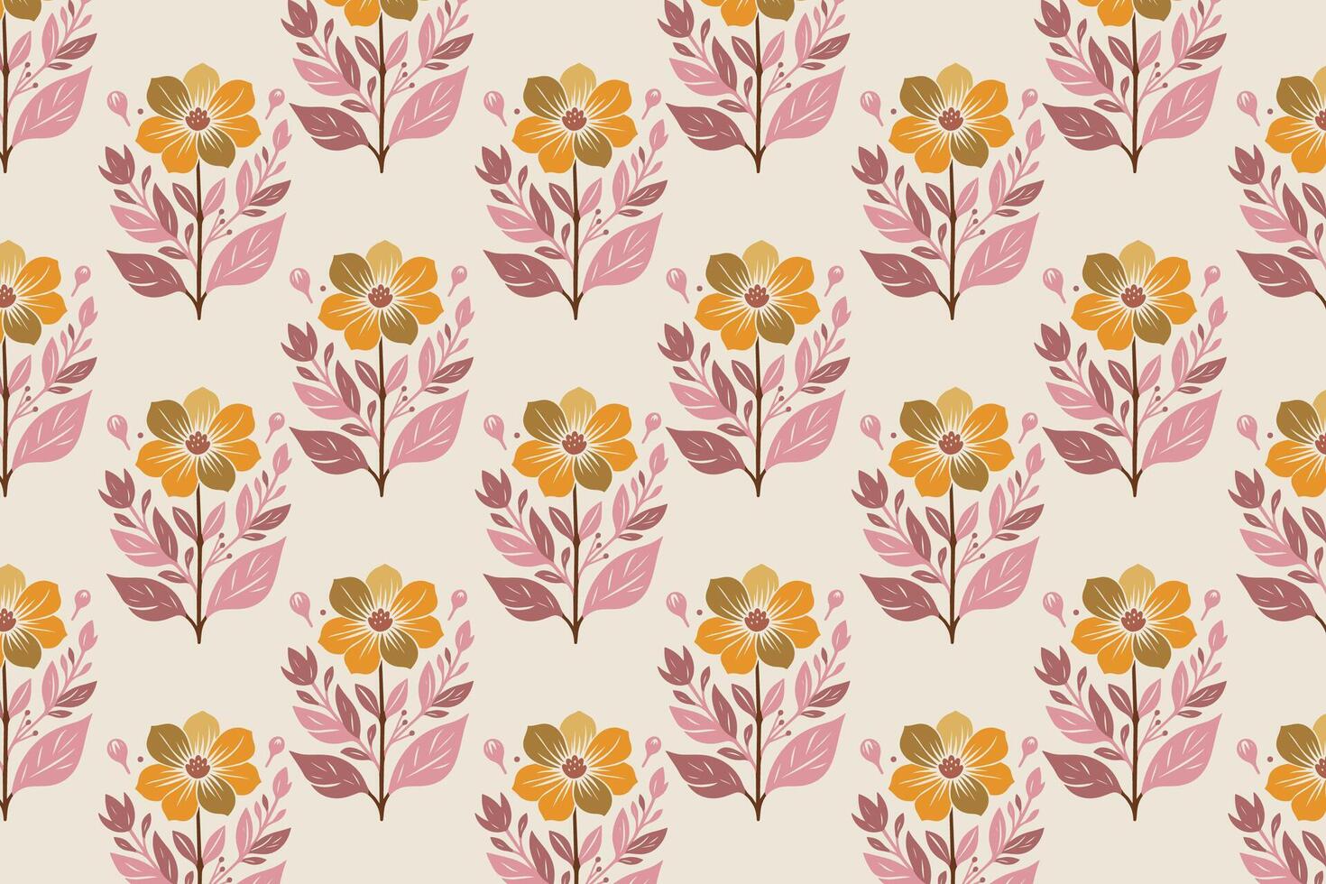 seamless floral pattern featuring bold red dahlias, leafy stems, and intricate blossoms ideal for textile, wallpaper, wrapping, and nature-inspired prints vector
