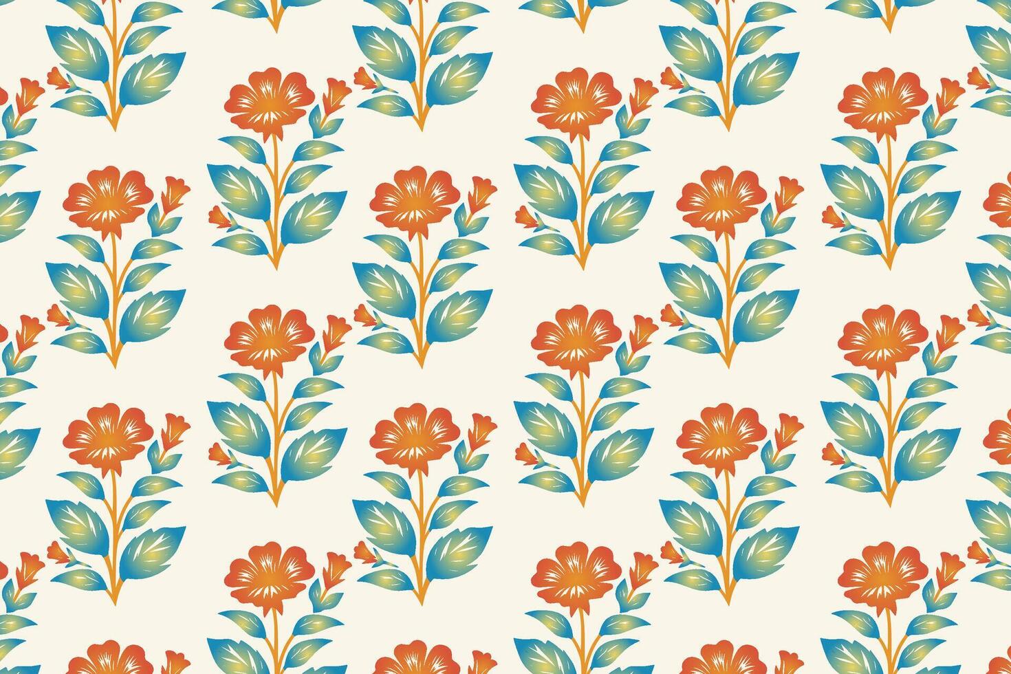 seamless floral pattern featuring vibrant red dahlias, leafy stems, and intricate petals perfect for fabric, wallpaper, wrapping paper, and nature-inspired designs vector