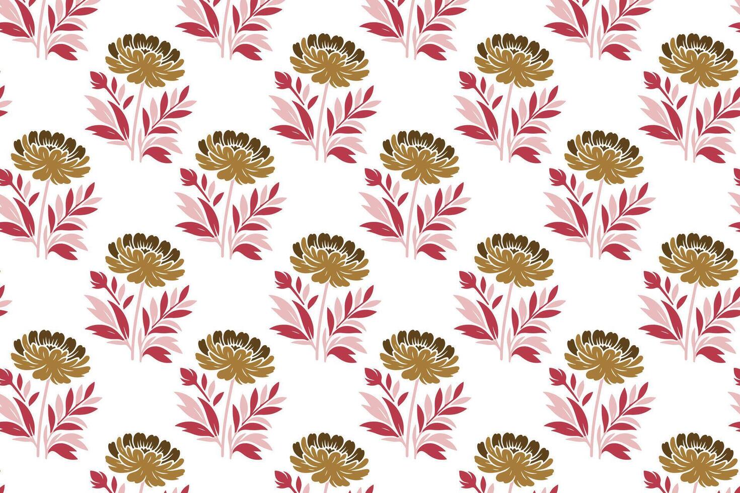 seamless floral pattern with red dahlias, green leaves, and detailed blossoms perfect for wallpaper, fabric, wrapping paper, and garden-inspired designs vector