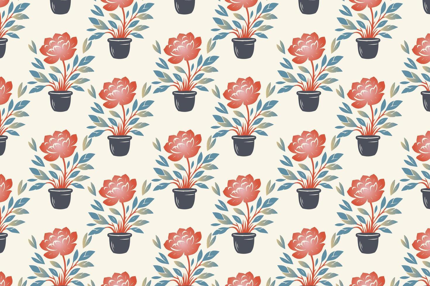 seamless floral pattern featuring vibrant red dahlias, leafy green accents, and delicate blooms ideal for textile, wallpaper, wrapping, and botanical designs vector