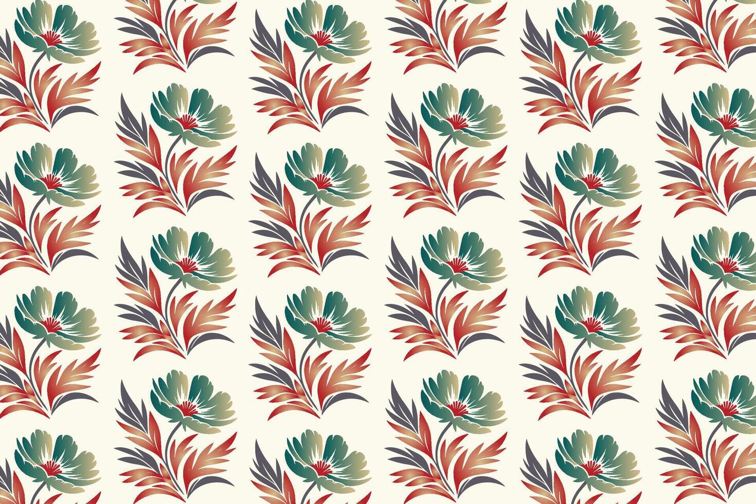 seamless floral pattern with bright red dahlias, green leaves, and elegant blooms perfect for wallpaper, fabric, wrapping paper, and botanical designs vector