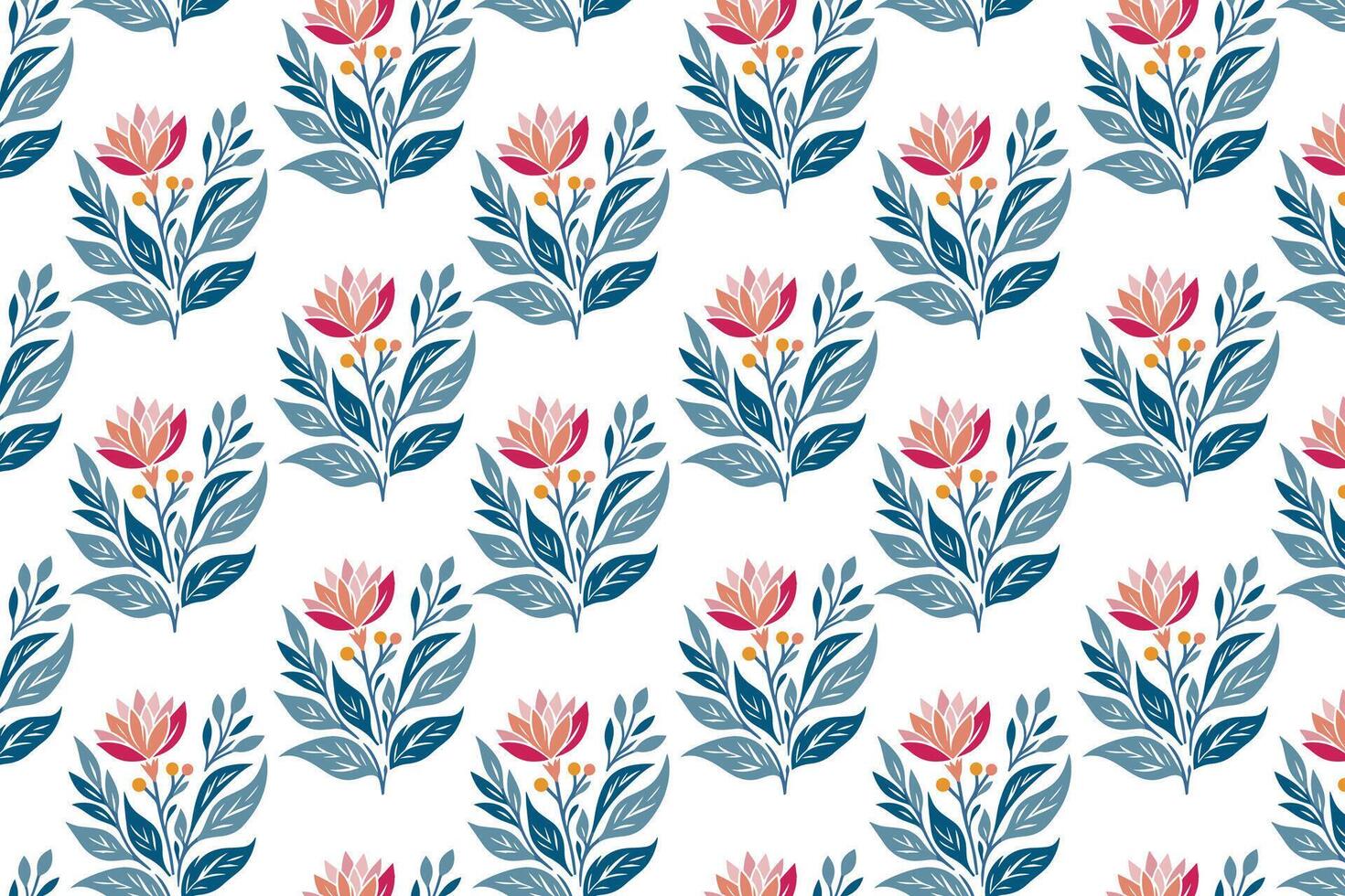 seamless floral pattern with bold red dahlias, green leaves, and intricate floral details perfect for wallpaper, fabric, wrapping paper, and botanical prints vector