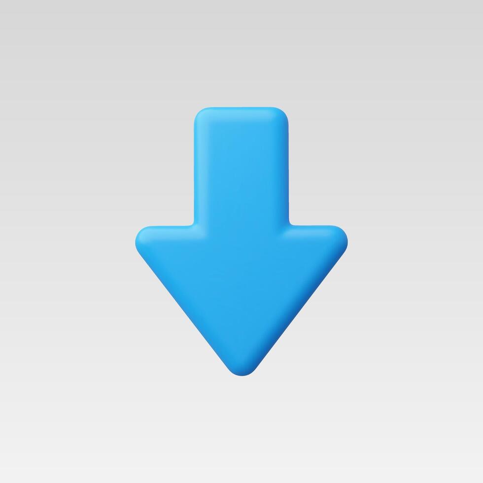 3d Realistic Blue Down arrow illustration vector