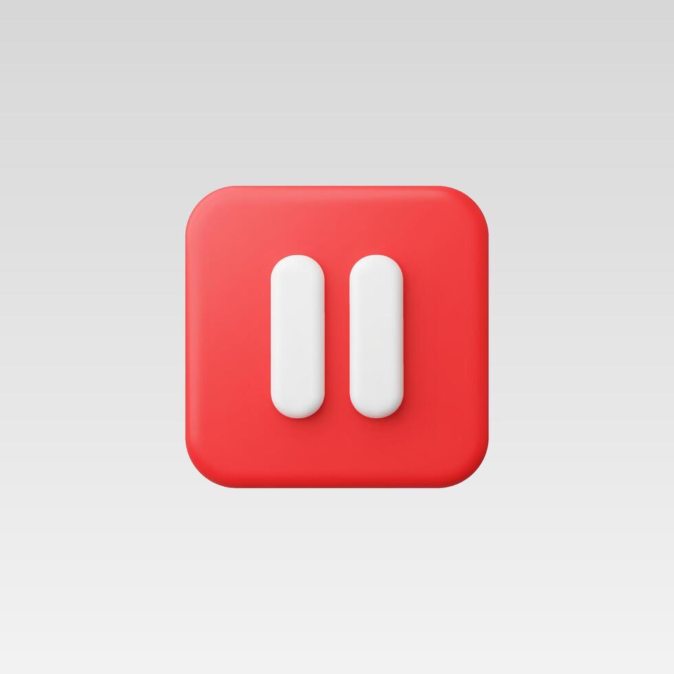 3d Red Pause Icon illustration vector