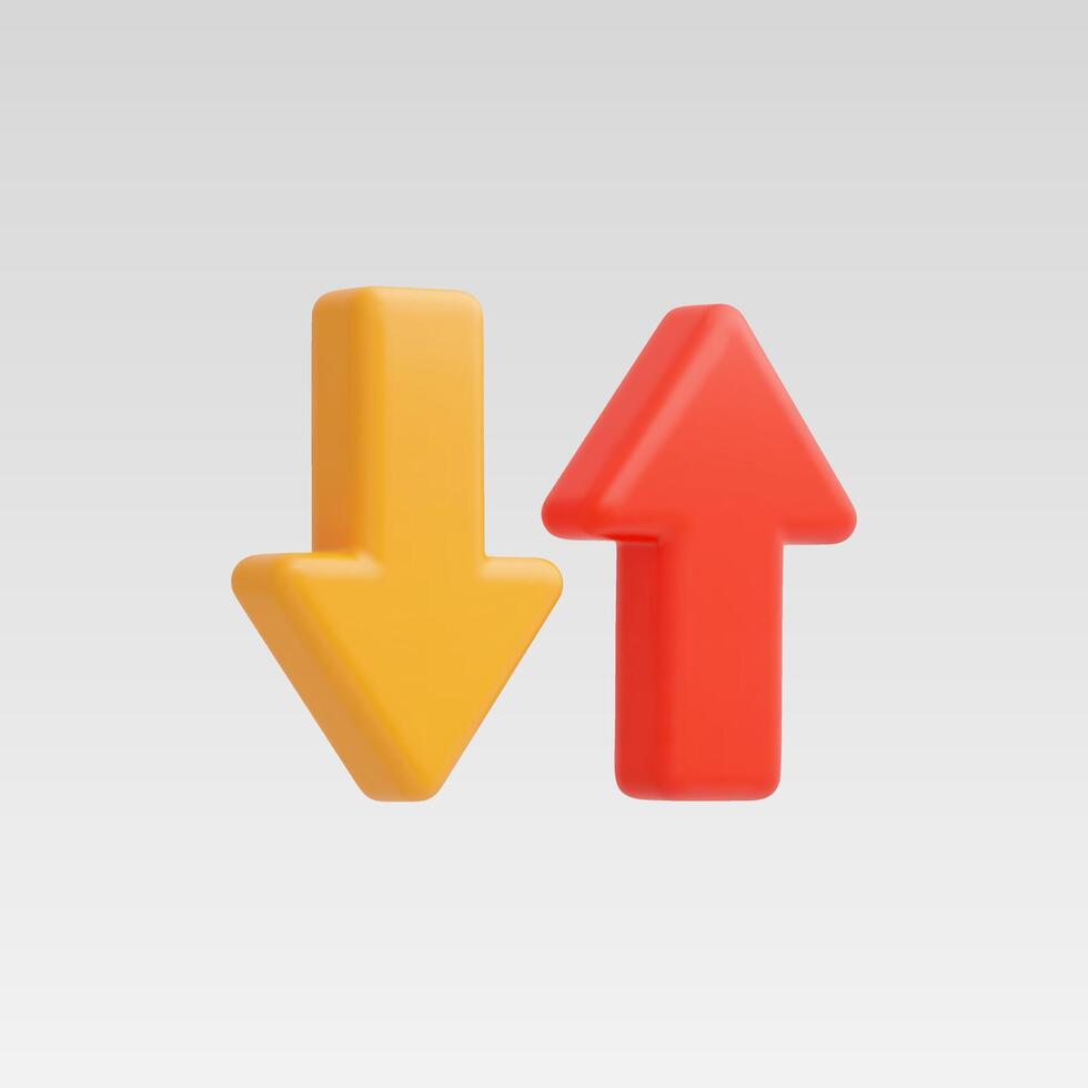 3d Realistic Red Yellow Arrow Up and down illustration vector