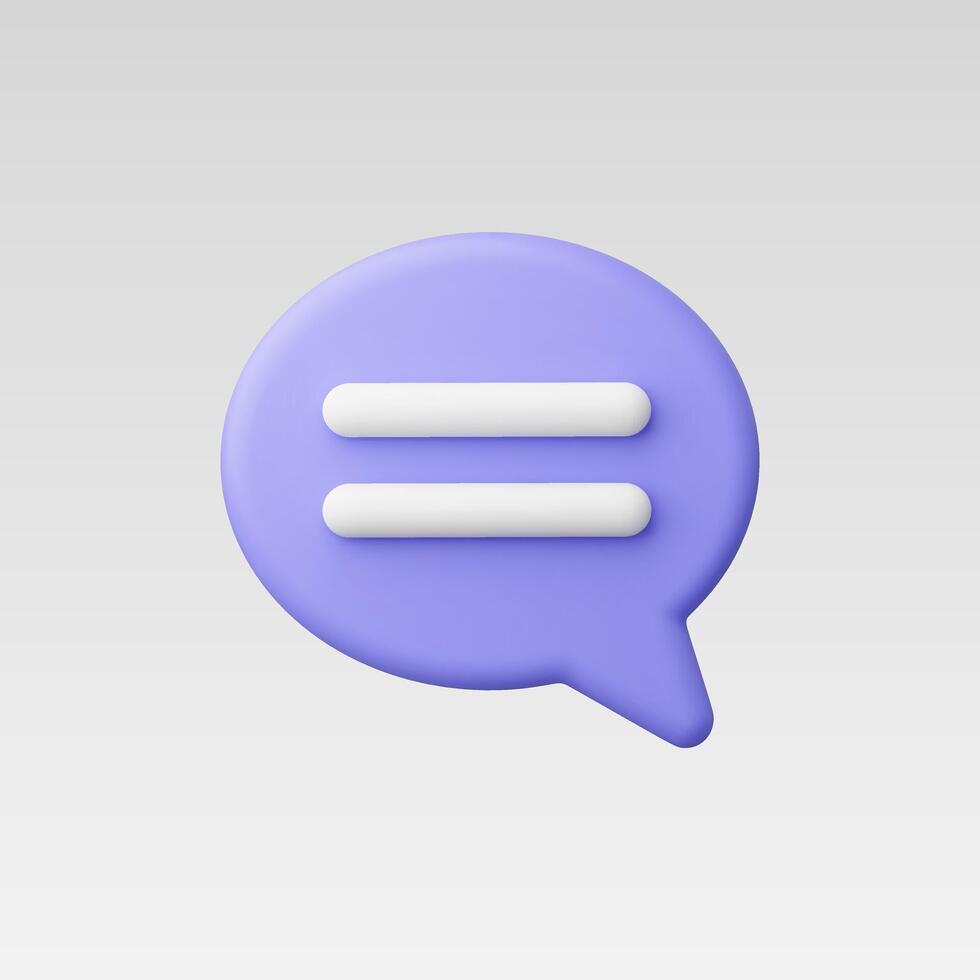 3d Realistic Purple Chat Icon illustration vector