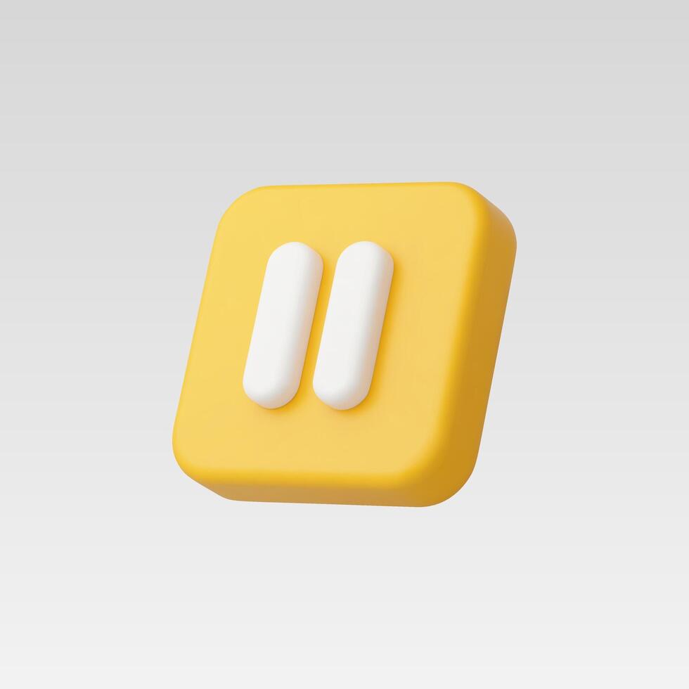 3d Realistic Yellow Pause Icon illustration vector