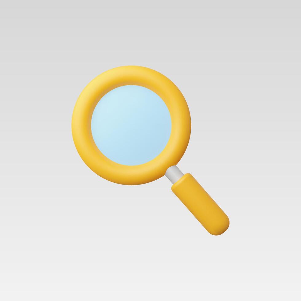 3d Realistic Yellow Magnifying Glass illustration vector