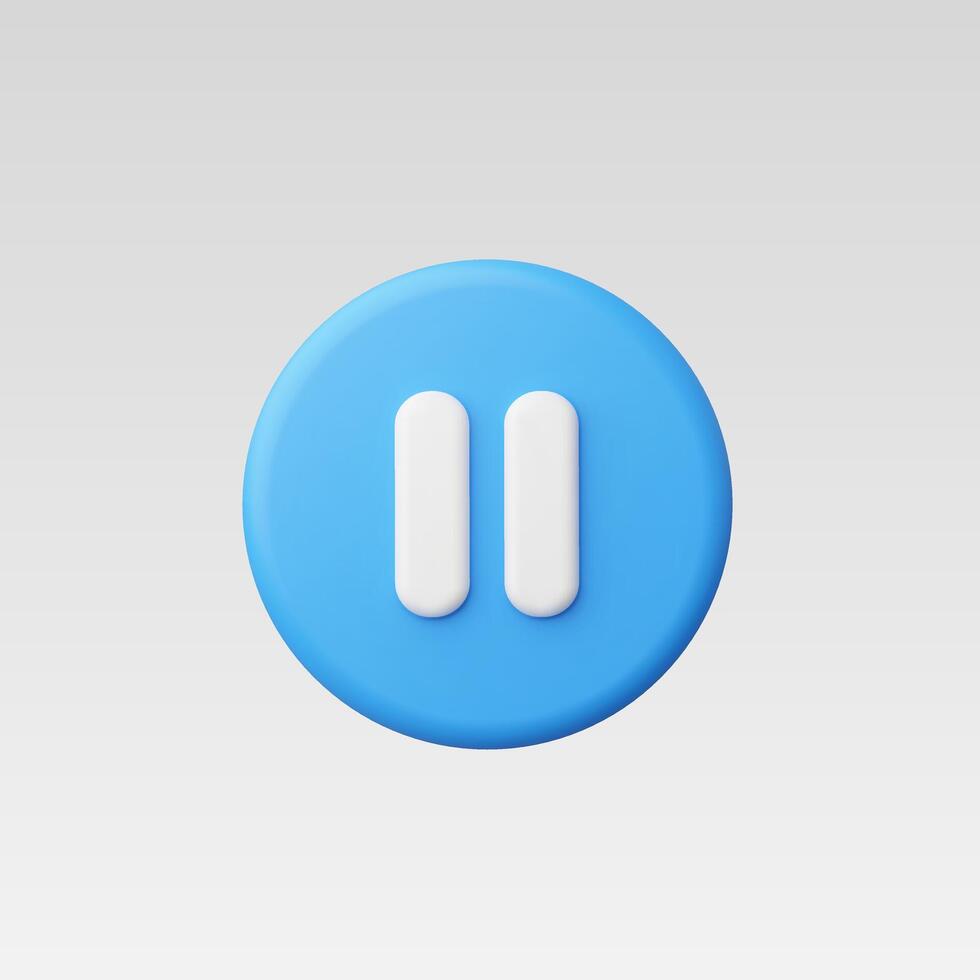 3d Realistic Blue Pause Icon illustration vector