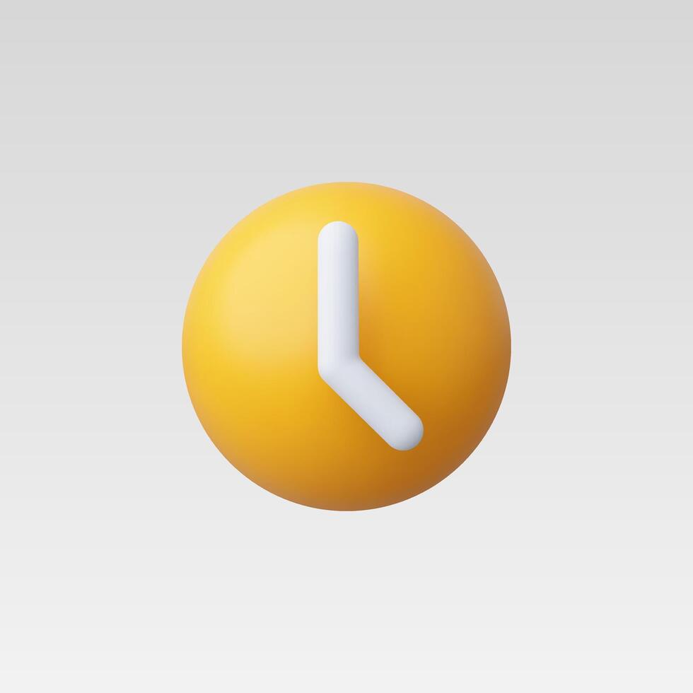3d Realistic Yellow Clock icon illustration vector