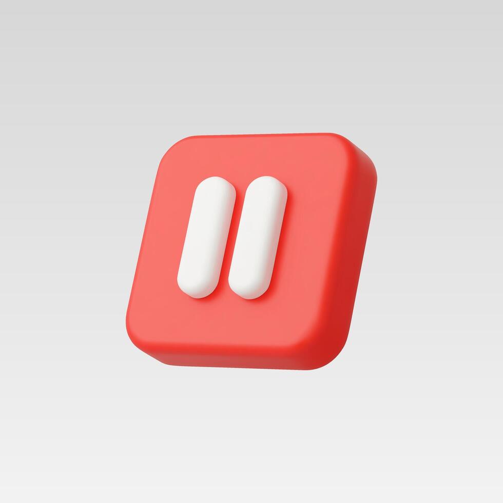 3d Realistic Red Pause Icon illustration vector