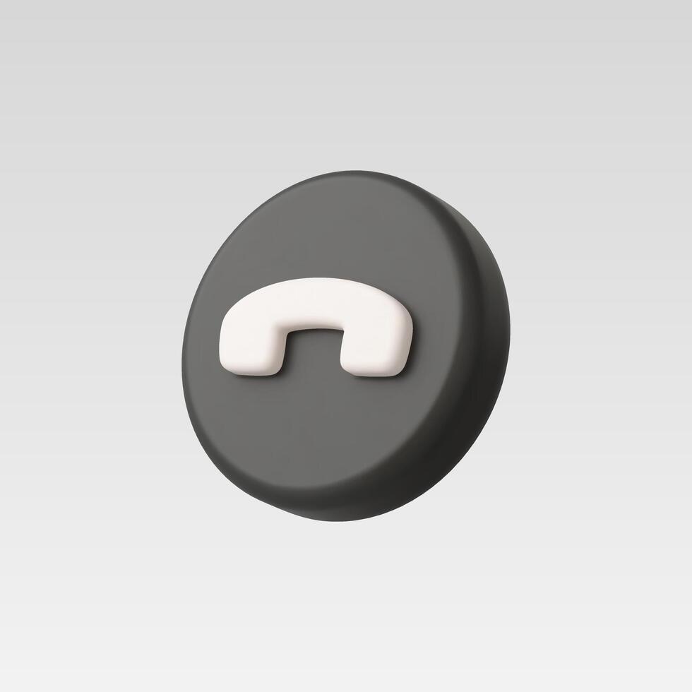 3d Realistic Black End Call icon illustration vector