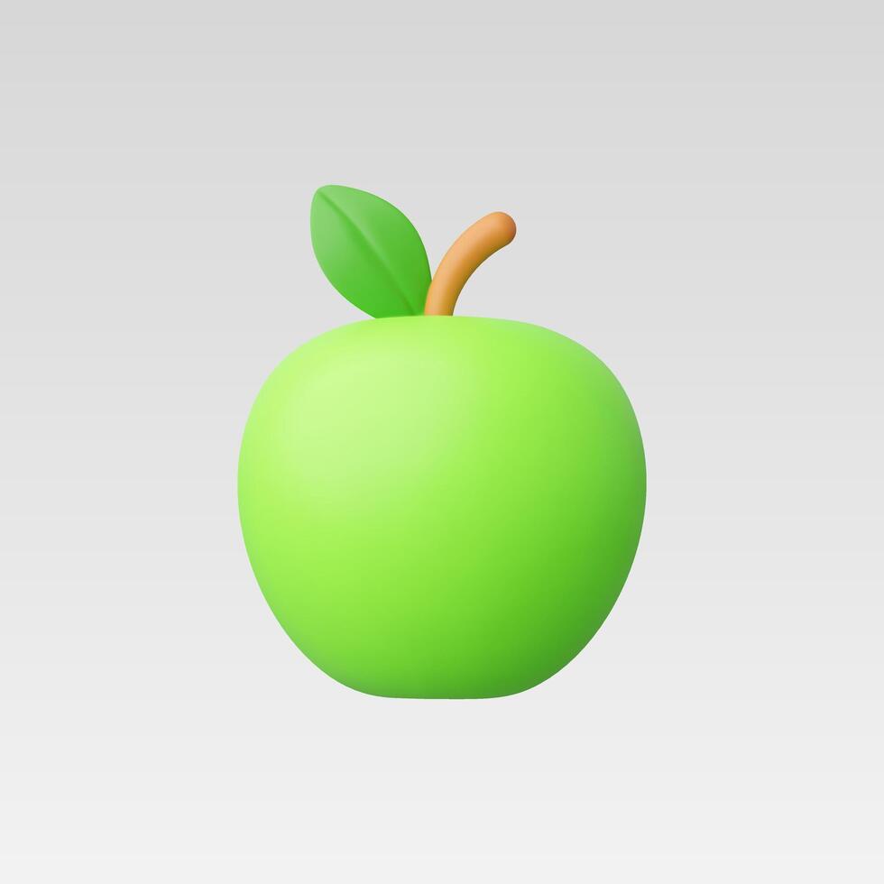 3d Realistic Green Apple fruit illustration vector