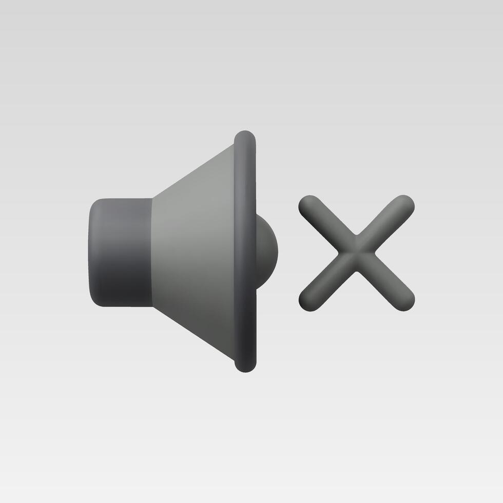 3d Realistic Black Mute Icon illustration vector