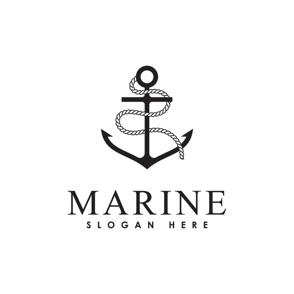 Anchor logo marine design illustration and symbol vector
