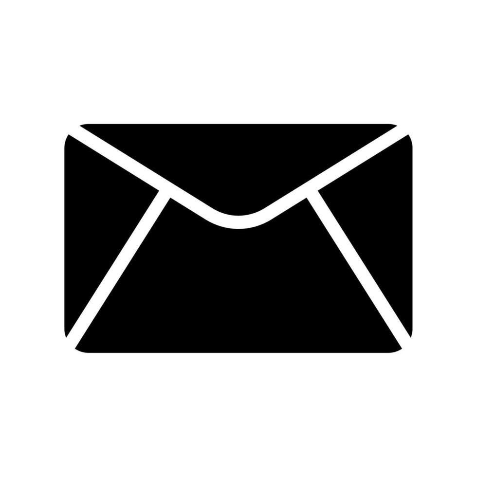 Black email icon. Mail envelope pictogram. Email letter silhouette vector