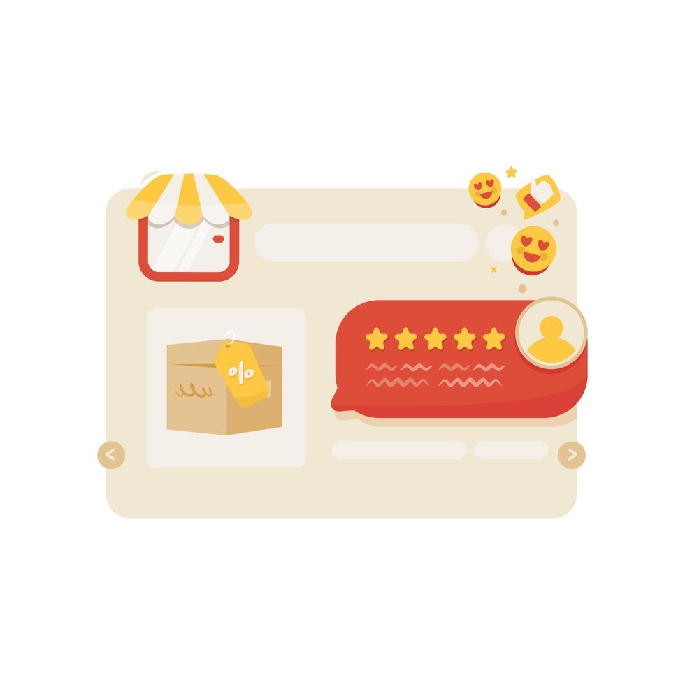 Shopping feedback review testimonial experience flat design vector