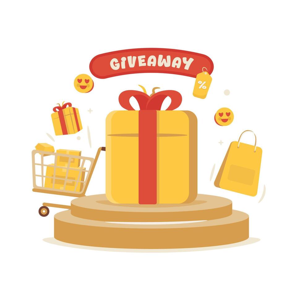 Flat design online shopping with giveaway promo vector