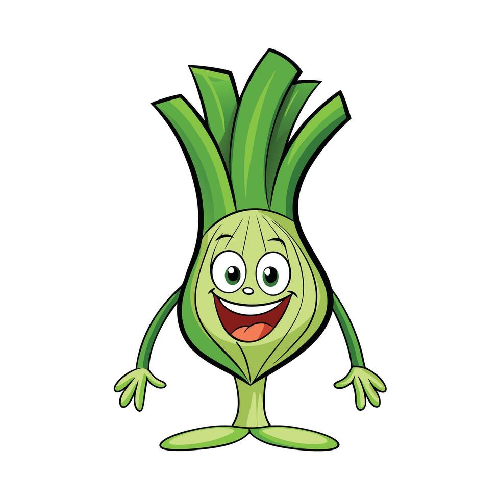 Delightful Cartoon Leek Character Design 54832623 Vector Art