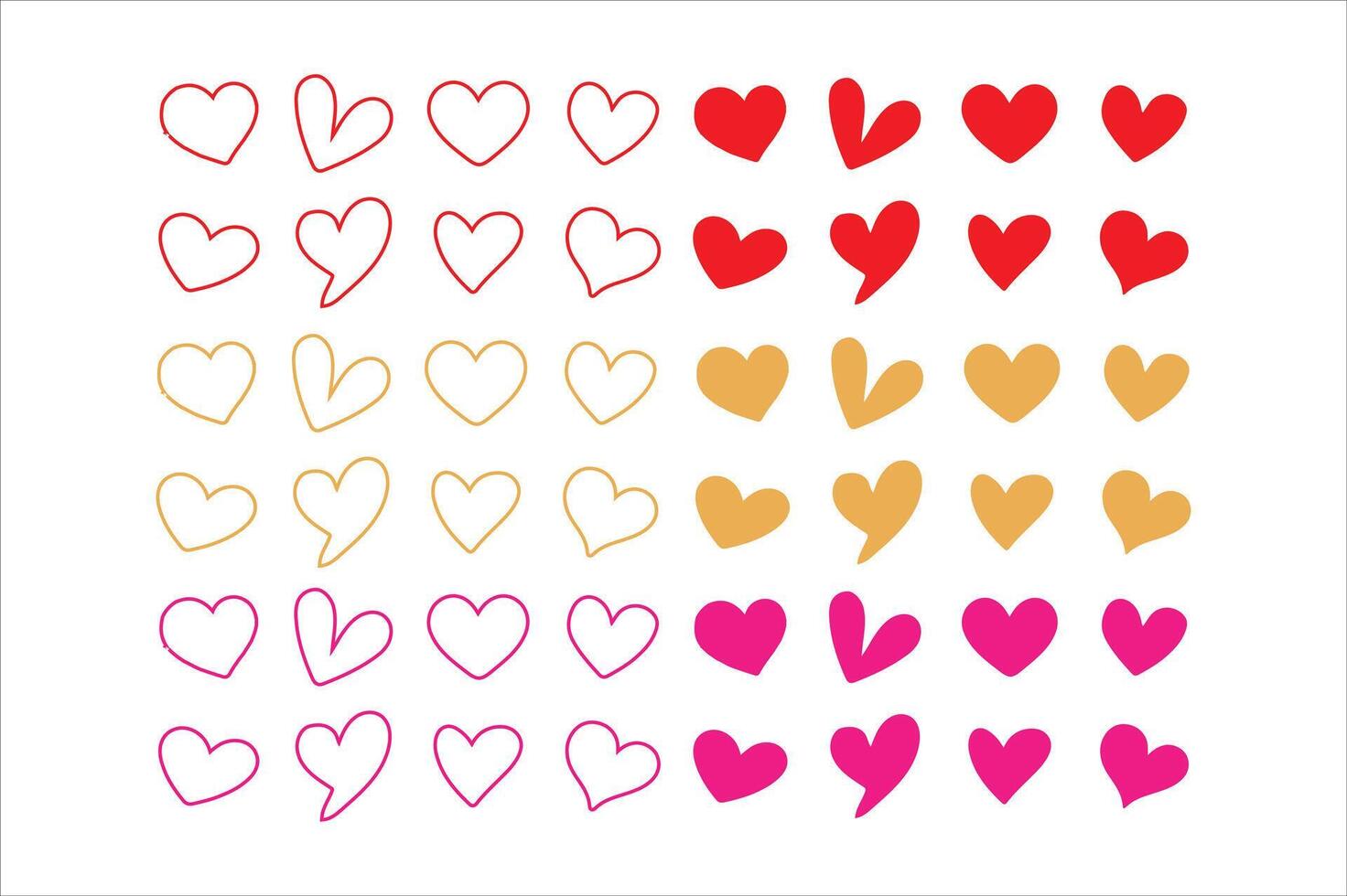 Heart, love, romance or valentine's day red heart. Heart icons. Artistic red heart love symbols isolated editable illustration vector