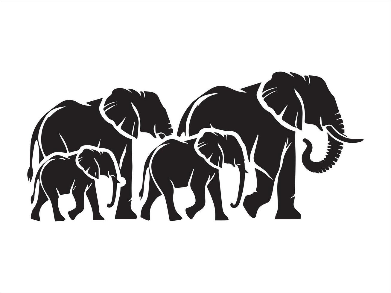Modern Elephant Family Silhouettes Clean and Bold Design vector