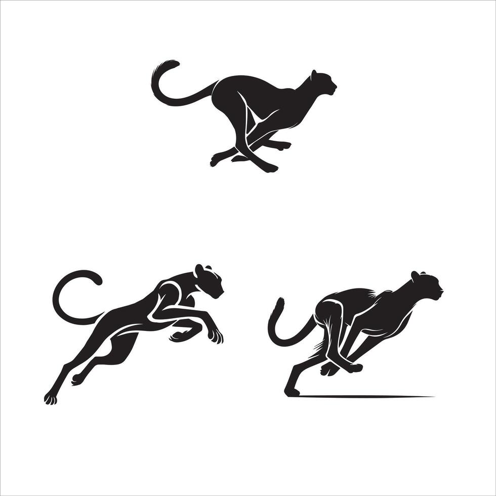 Cheetah Silhouettes Clean and Simple Designs in Black vector