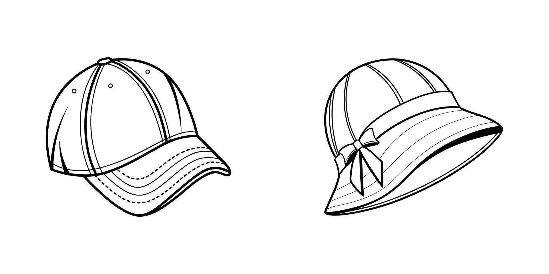 Silhouettes of Classic Hat Styles Black and White vector