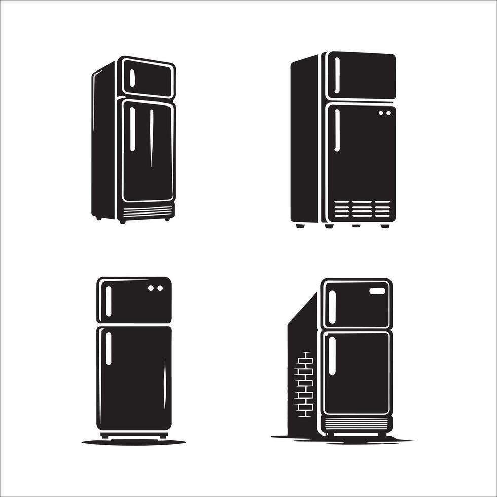 Fully Editable Refrigerator Silhouette Designs vector