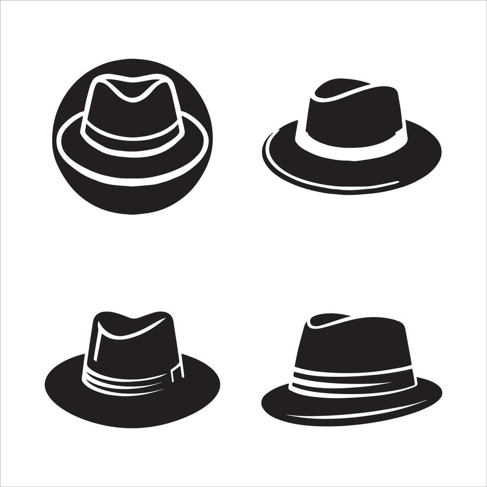 Fully Editable Classic Hat Style Silhouettes vector