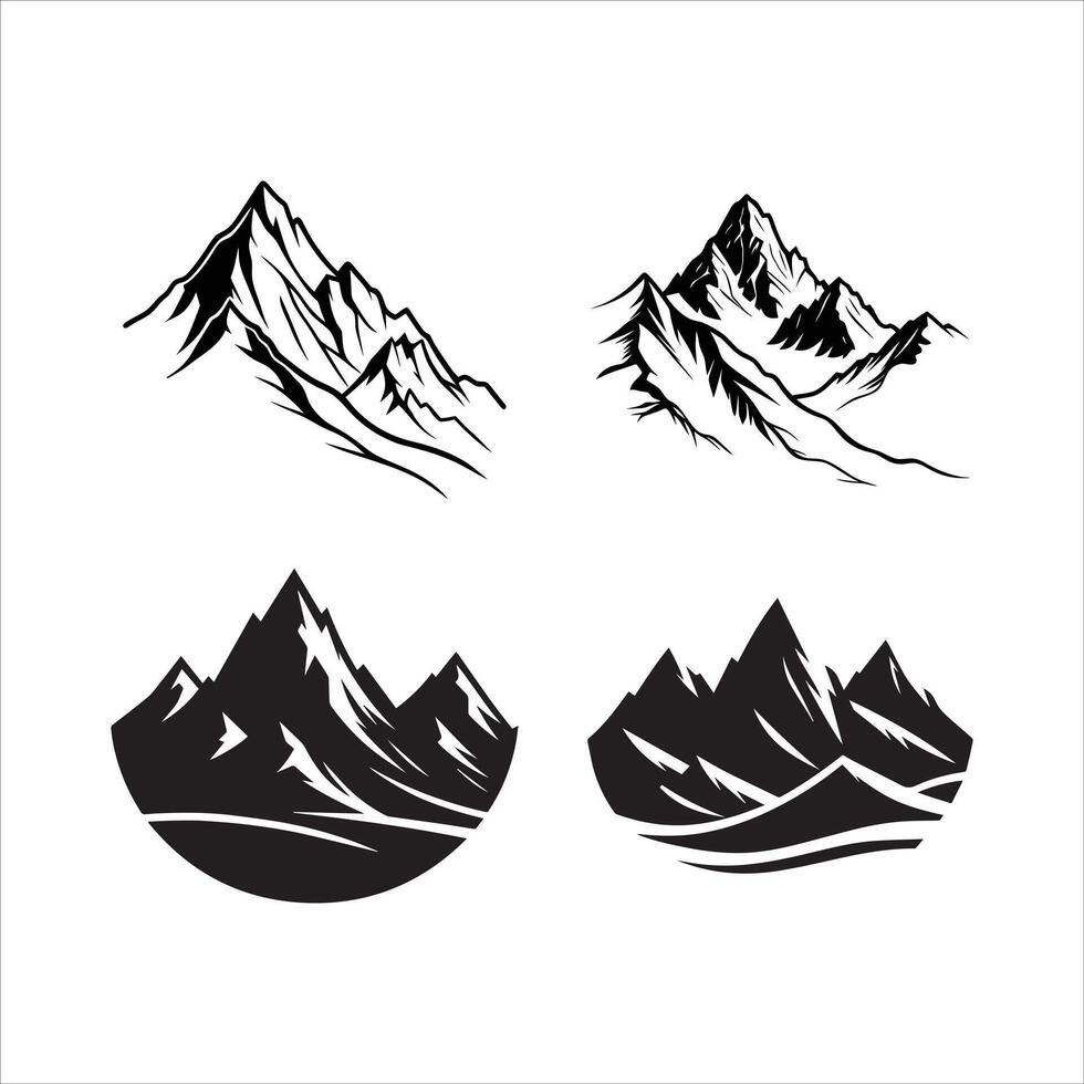 Fully Editable Mountain Landscape Silhouettes vector