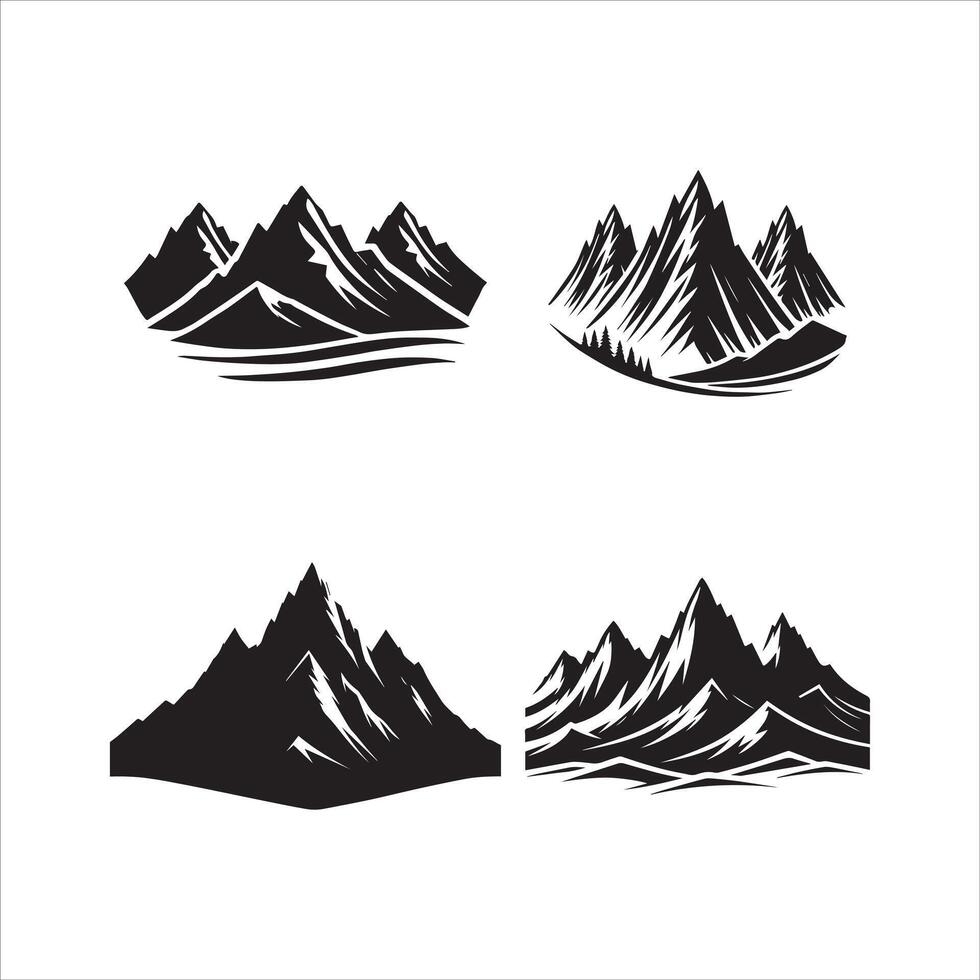 High Quality Mountain Silhouette Illustrations vector