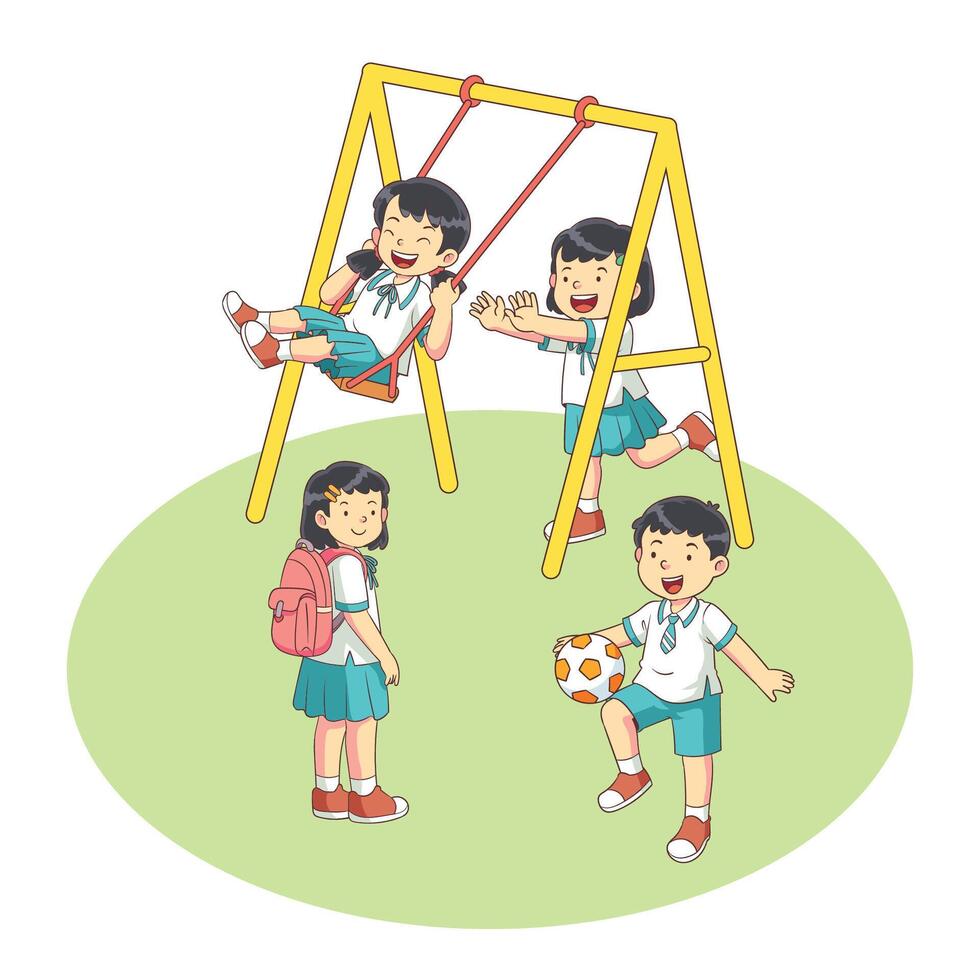 kindergarten children playing together vector