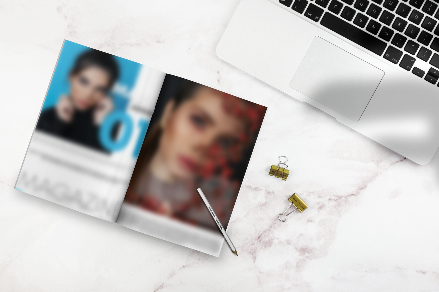 Opened Magazine or Book Mockup Scene Template psd
