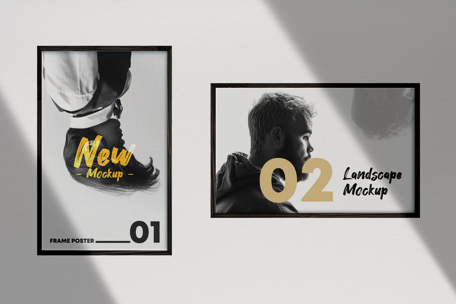 two poster frames mockup template psd