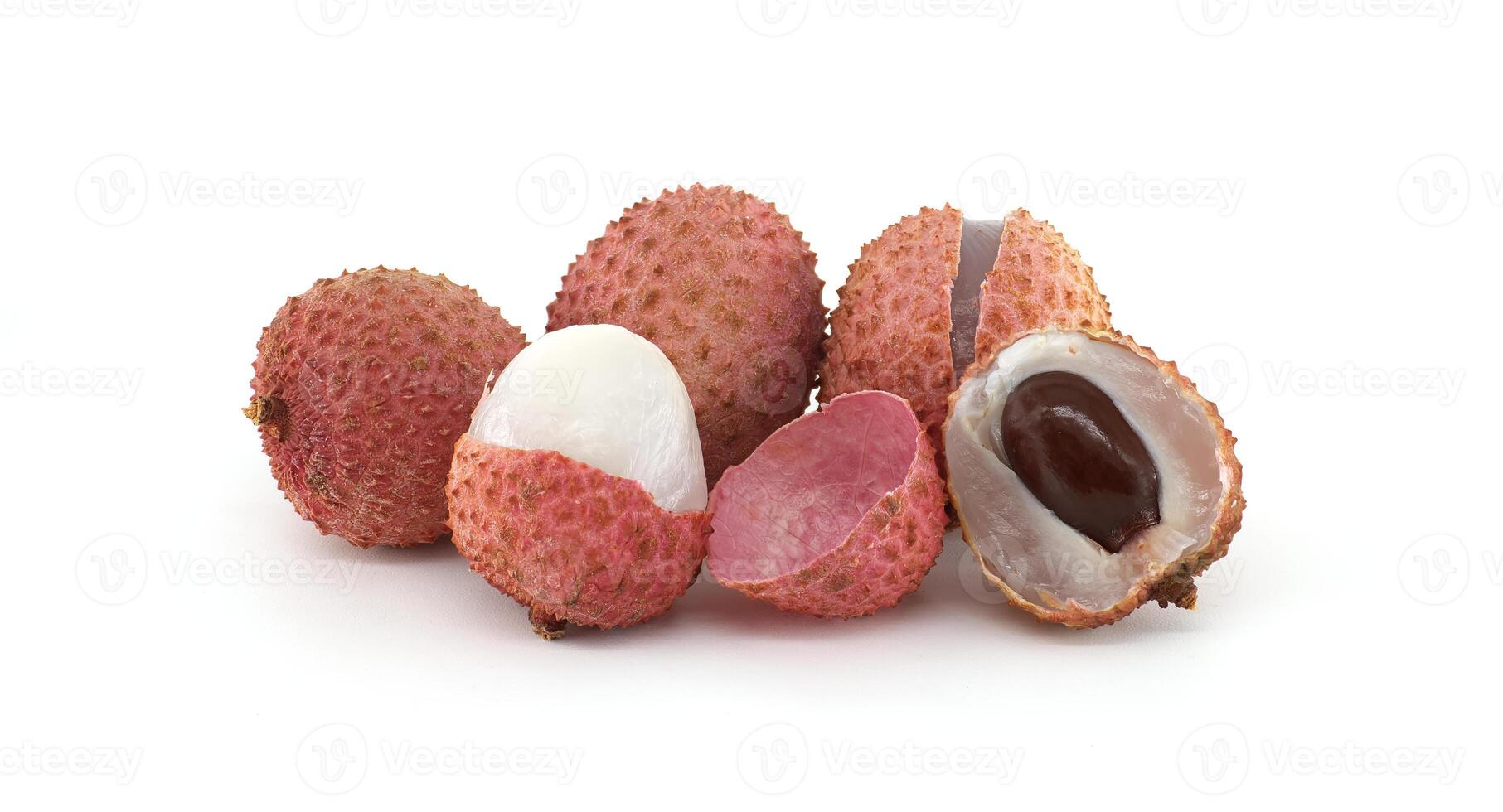 Fresh Lychee Fruit on White Background photo